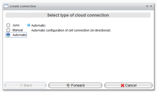 Step 1: Select type of cloud connection