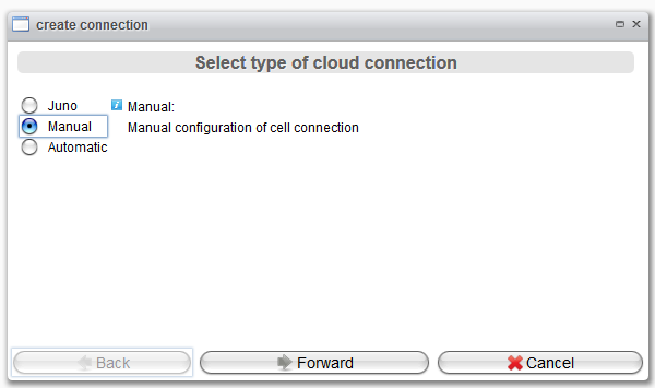Step 1: Manual configuration of a cloud connections
