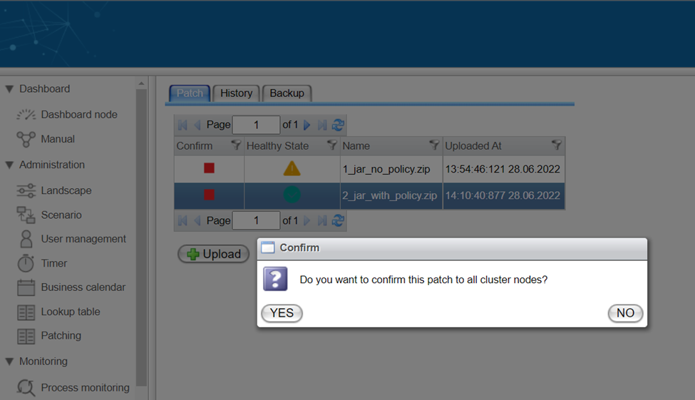 confirm patch for cluster nodes