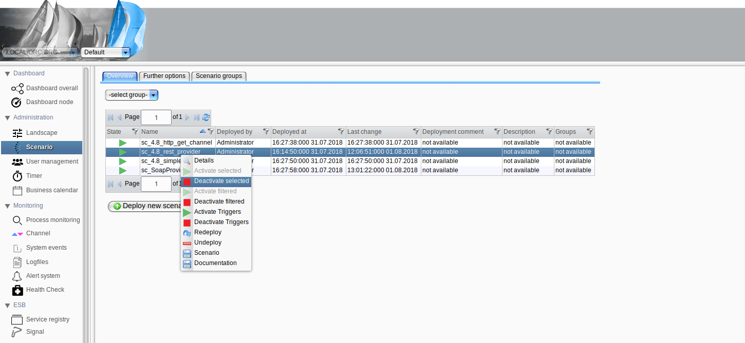 Context menu activate/deactivate scenario Context menu activate/deactivate scenario