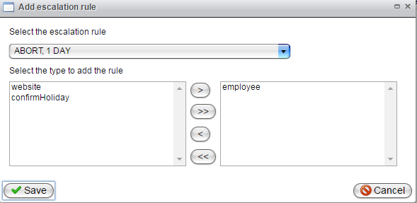Dialog for adding an escalation rule to a work list type