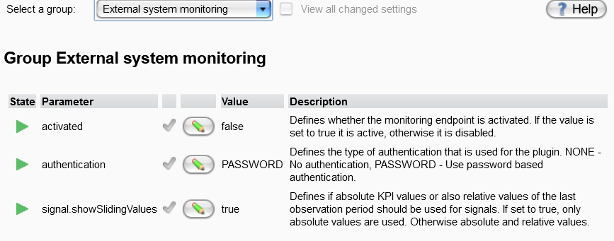 external monitoring endpoint config
