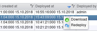 Context menu for historic scenario versions