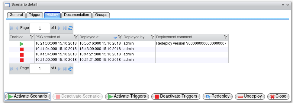 Scenario Detail Dialog - History Tab