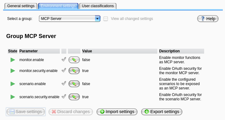 MCP Environment Settings