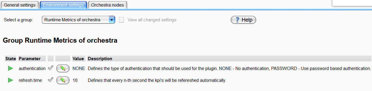 metrics environment settings