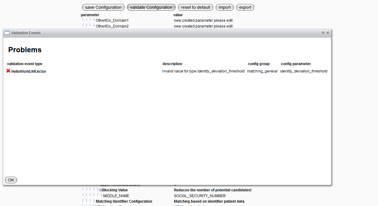 Example for component configuration validation