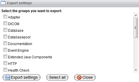 Warning message in case of modified settings and Export dialog