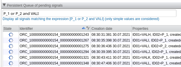 Filtering pending signals using a filter expression