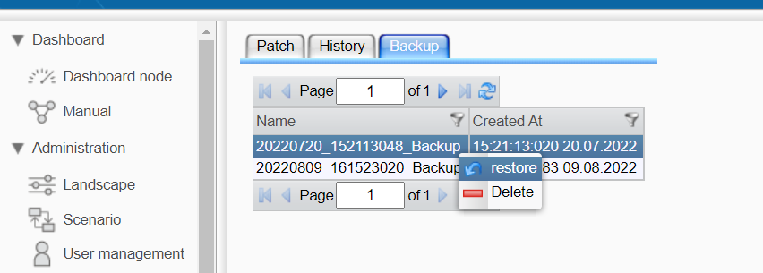 Restore backup