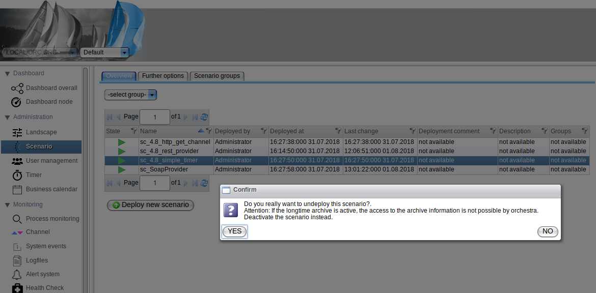 undeploy dialog