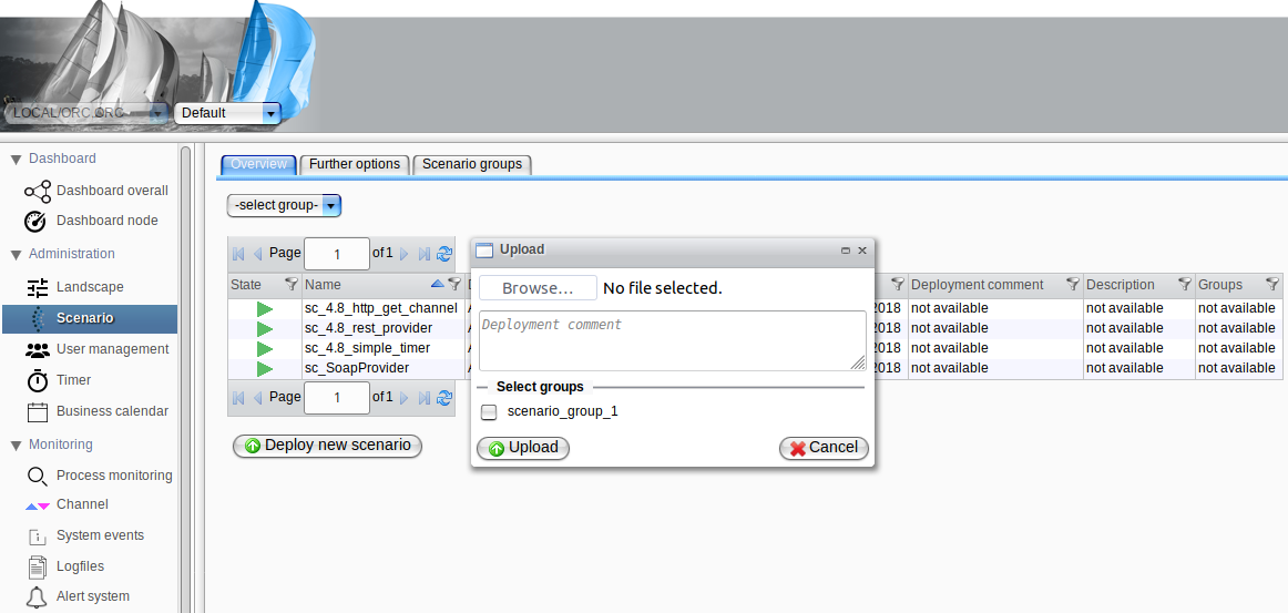 Upload of a scenario Upload of a scenario