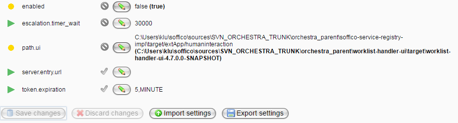 The environment settings prepared for enabling the work list handler