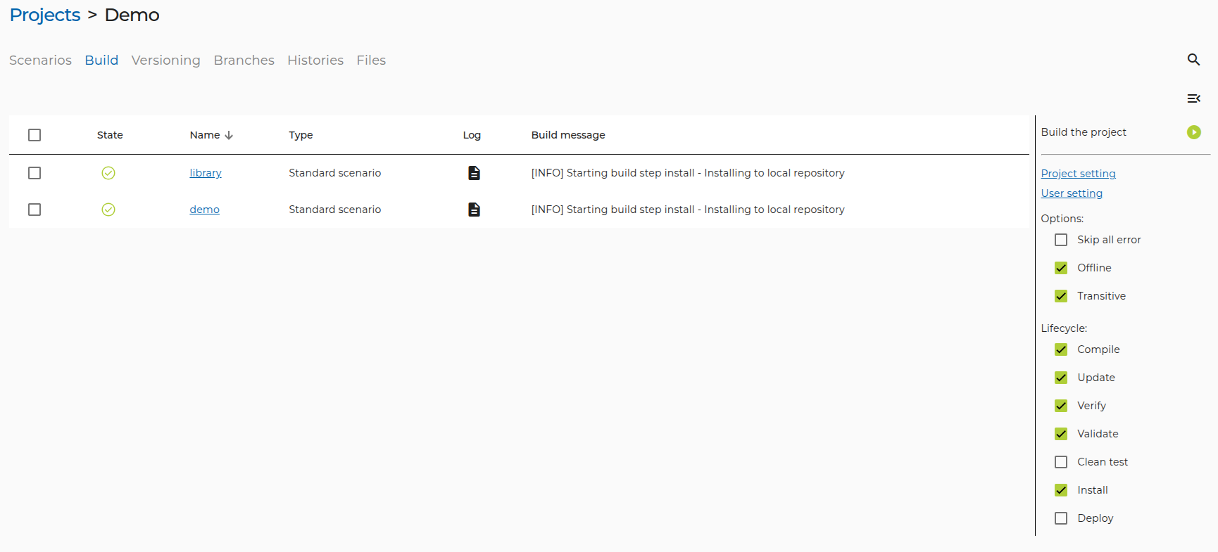 A Build Management Panel