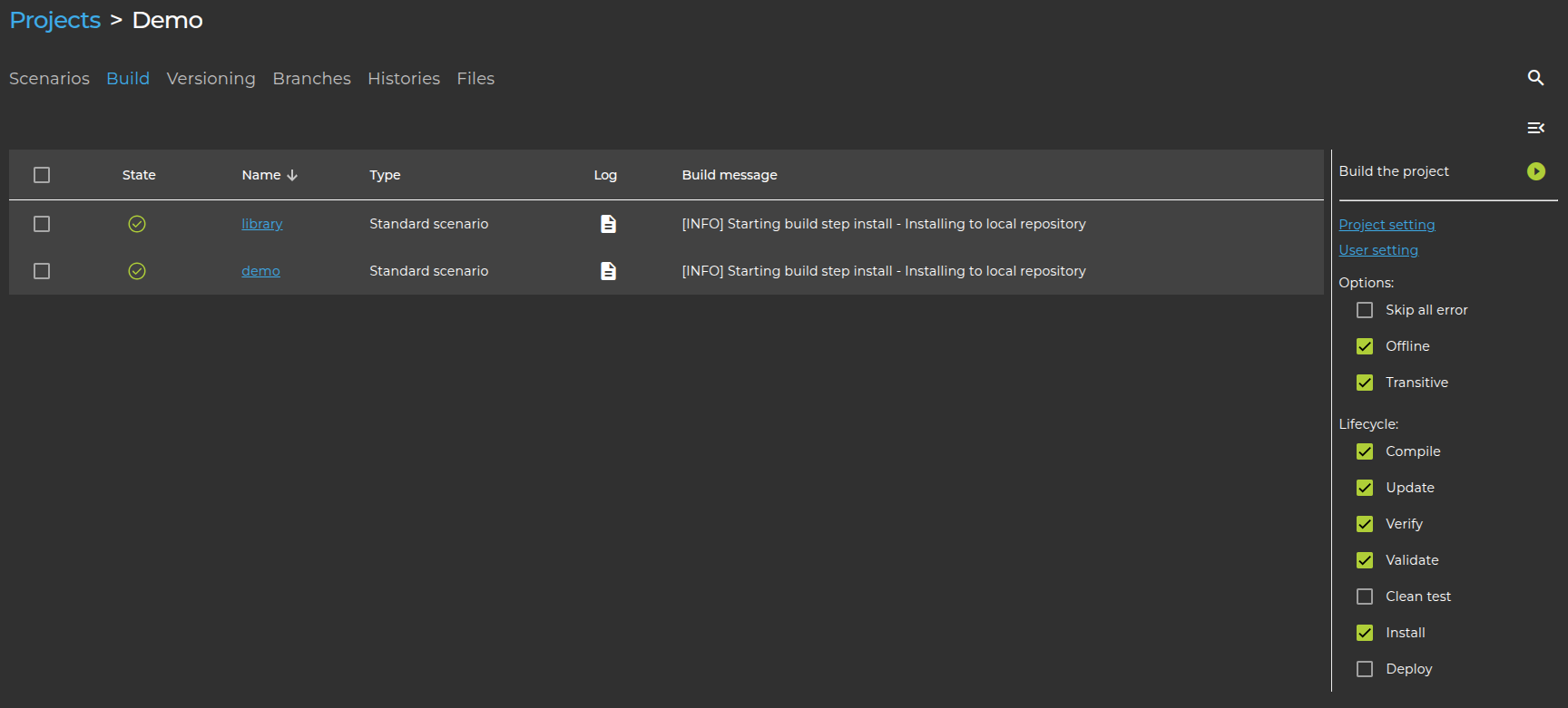 A Build Management Panel