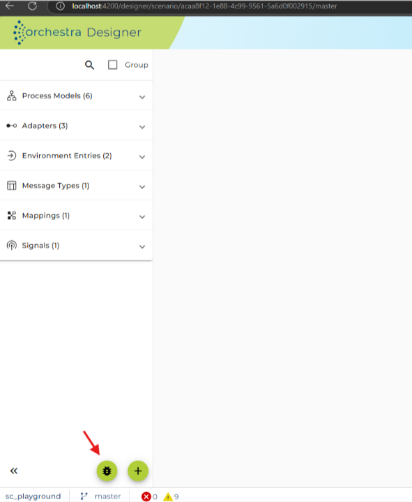 Debug Button on the Scenario Page