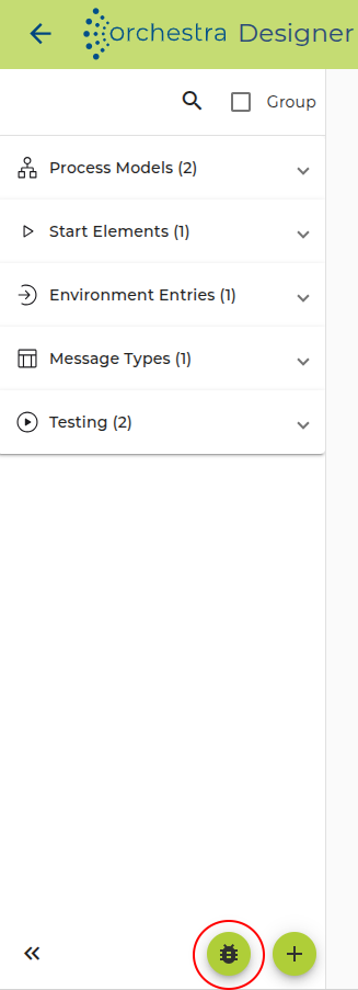 Debug Button on the Scenario Page