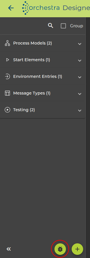 Debug Button on the Scenario Page