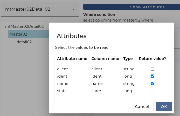 Select result attributes