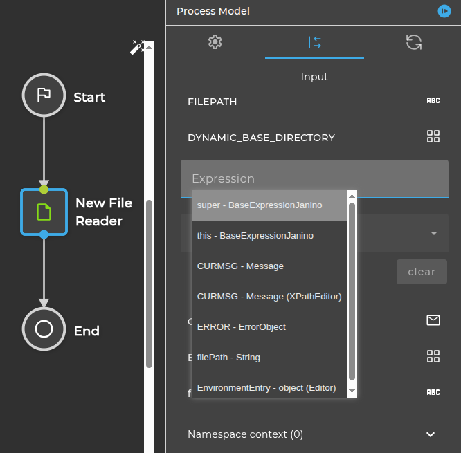 dynamic environment entry editor selection