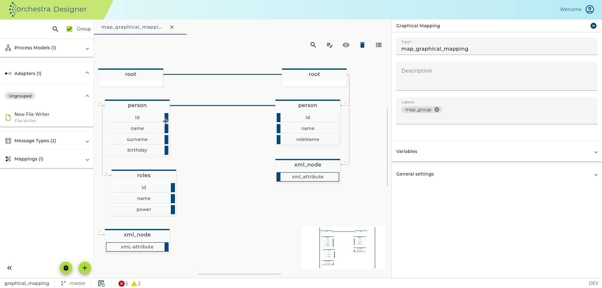 Graphical Mapping Set Connection Filter