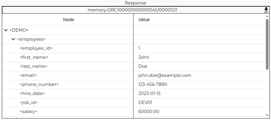 View of a message list in the Designer