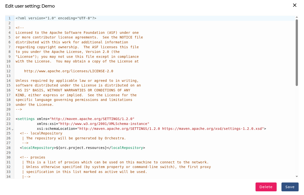 Figure 5. Edit Project User Setting