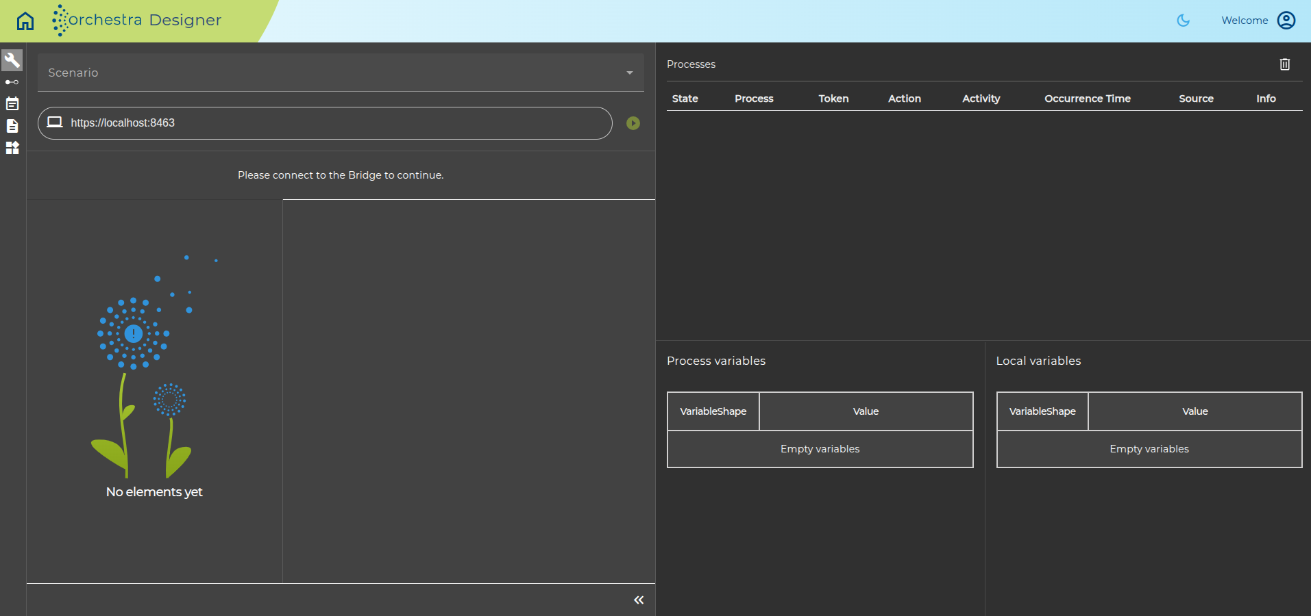 Scenario Test Execution Screen After Clicking the Debug Button