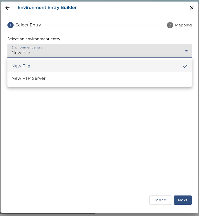 Select Environment Entry