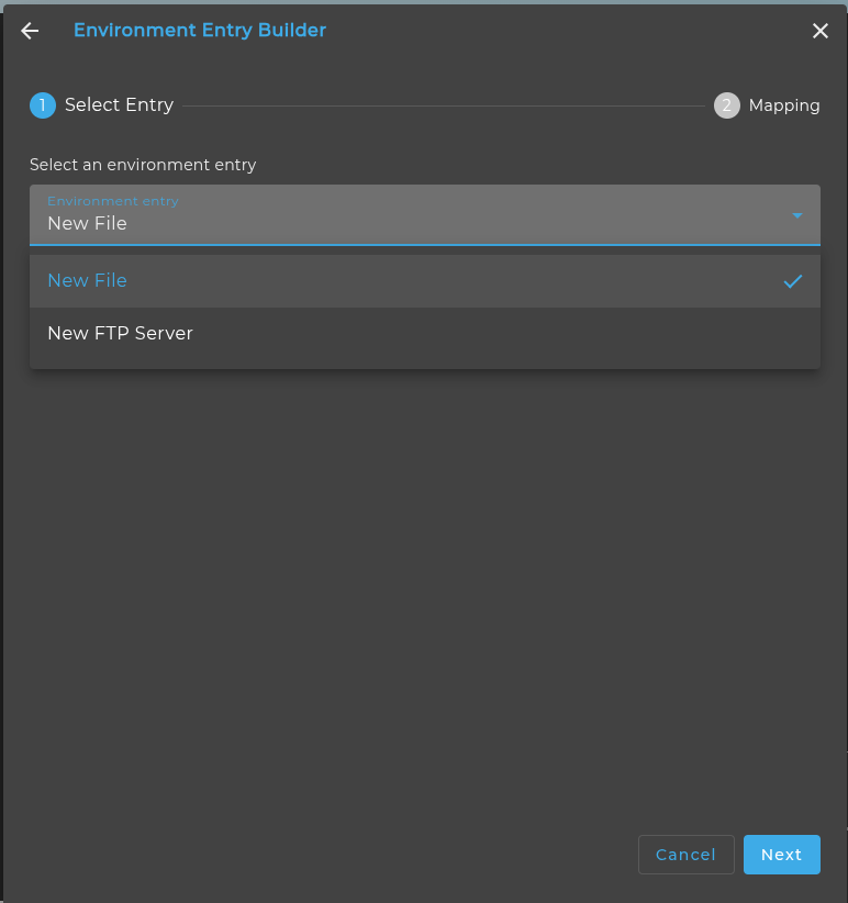 Select Environment Entry