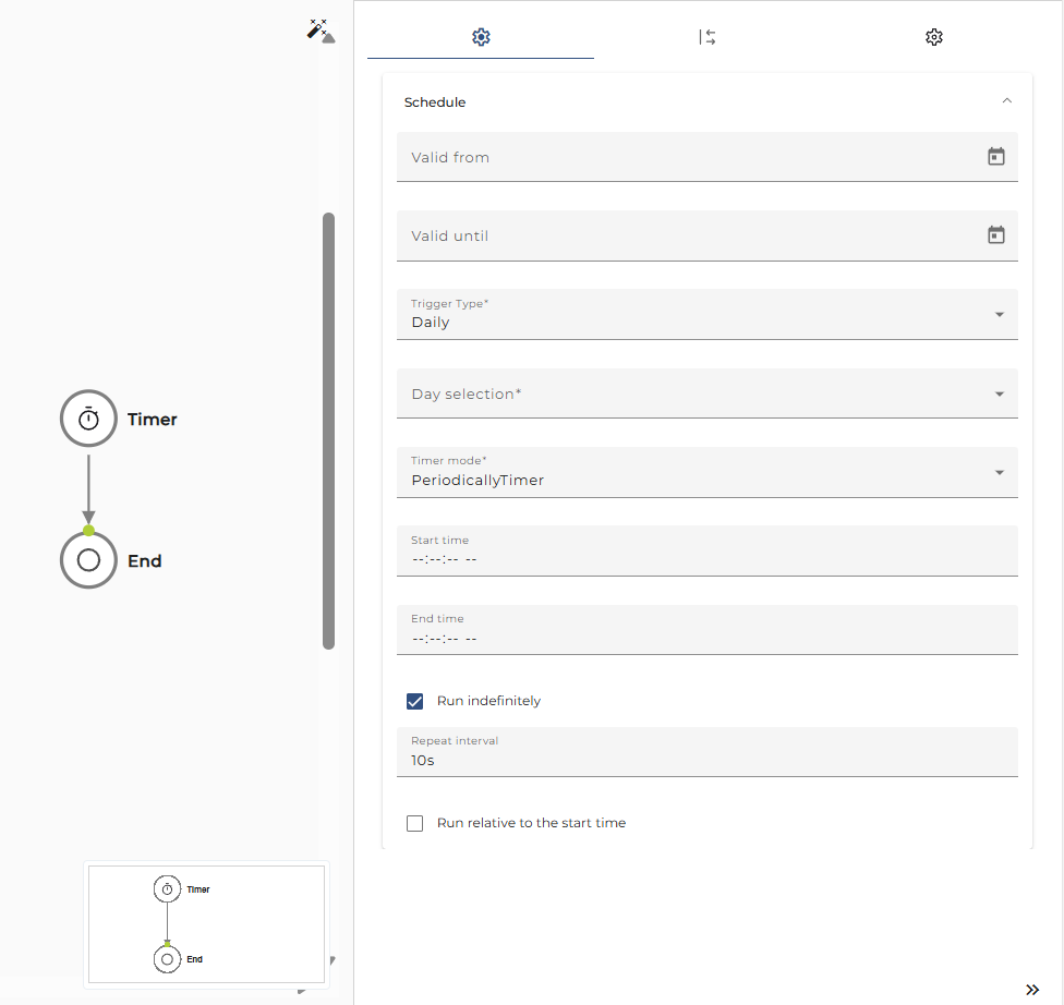 start timer configuration